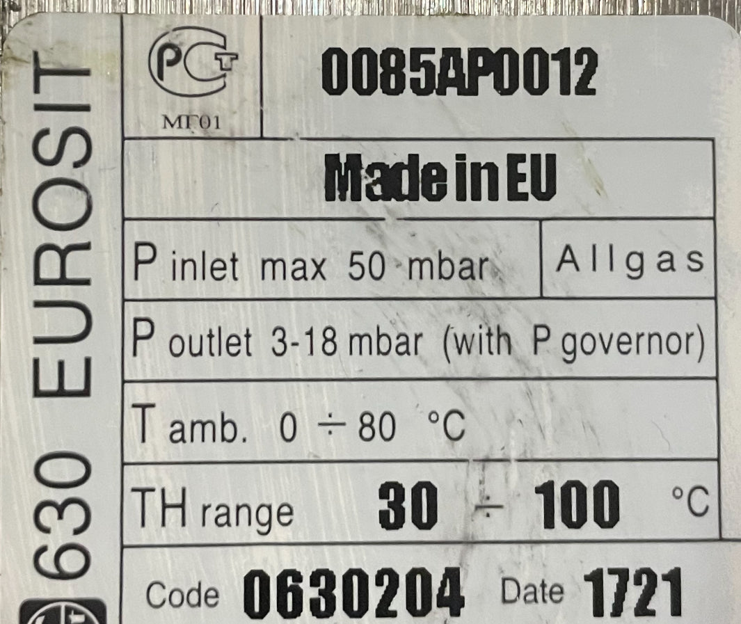 0630204 SIT 630 EUROSIT GAS CONTROL VALVE 30-100C