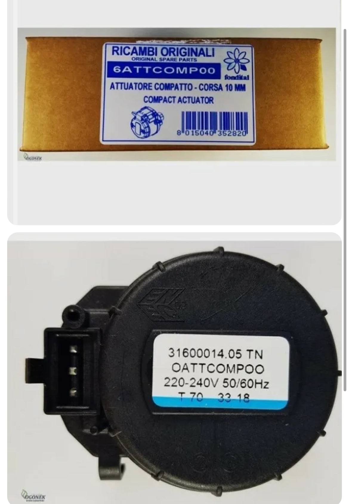 6attcomp00 three-way valve actuator for Compact applications - Stroke 10 mm