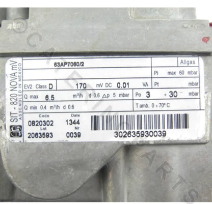 820 NOVAMIX mv SIT 0.820.302 MV Milli-Volt Gas Control Combined safety valve FF