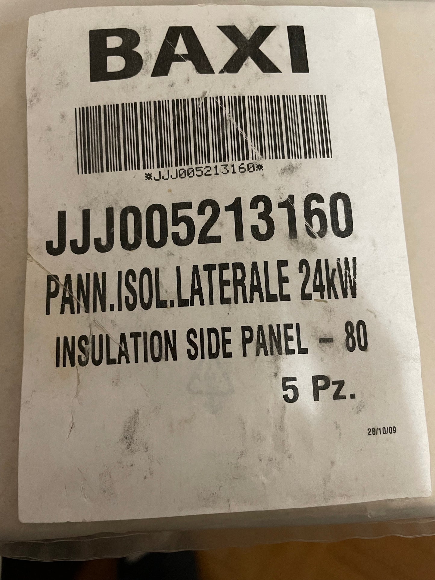 PANNELLO ISOLANTE PZ 5. FIBRA CERAMICA LATERALE 24kW CALDAIA OCEAN BAXI 5213160