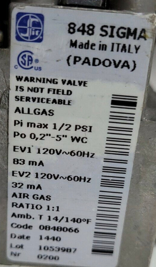 BAXI SIGMA S GAS VALVE 0848066 VlV0848066 120V